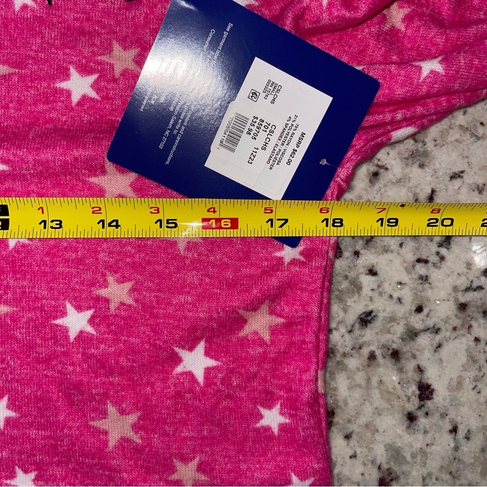 NWT Champion Size Small Cropped Hacci Sleep Top Hooded Pink Star Pattern Soft - Picture 8 of 9